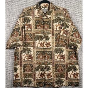 Island Connection Hawaiian Shirt XL Tropical Palm Elephant Resort Camp Beach Dad